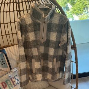 Abercrombie & Fitch Plaid Fleece Quarter-Zip Sweater